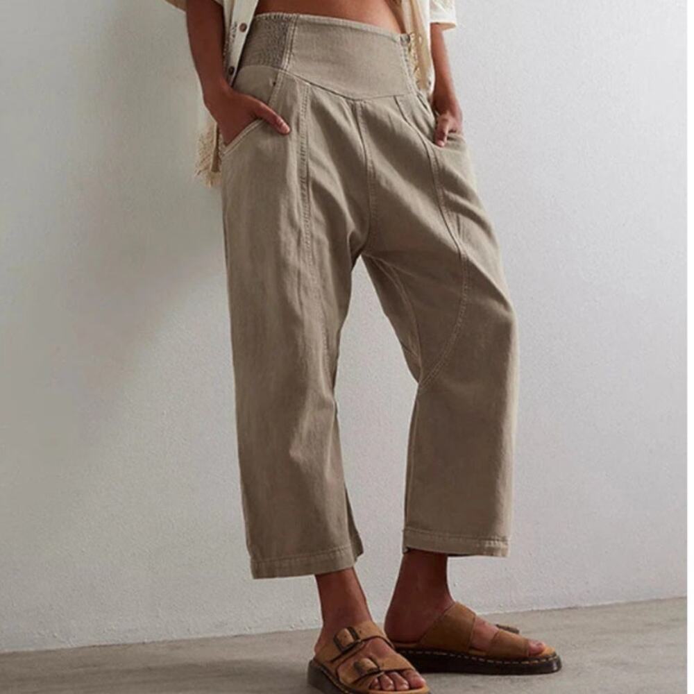 We the free Lunan Crop Harem pants barrel leg cropped pull on smocked pants XS